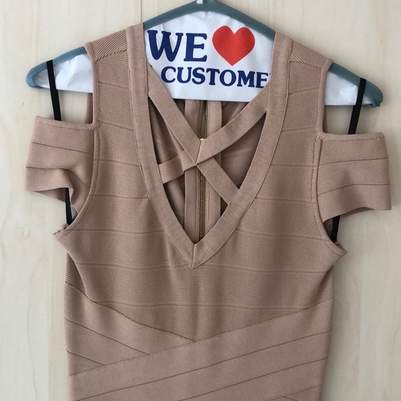 Bebe Beige Bandage Dress - Picture 2 of 9